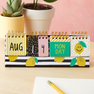 Lemon Perpetual Flip Calendar for Office Desktop, Classroom Supplies, Desk Calendar with Day, Date, and Month Display for Planning, Home, Kitchen Decor (8 x 3.5 Inches) - Image 5