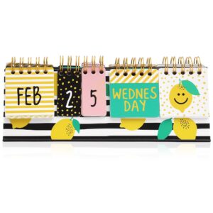 Lemon Perpetual Flip Calendar for Office Desktop, Classroom Supplies, Desk Calendar with Day, Date, and Month Display for Planning, Home, Kitchen Decor (8 x 3.5 Inches) - Image 7