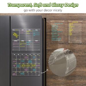 JJPRO Non Magnetic Dry Erase Calendar for Fridge-Reusable Monthly&Weekly Planning Board, List and Blank Board for All Smooth Surfaces. Clear Reusable Board Sticks to Fridge,Wall,Door&Glass - Image 3