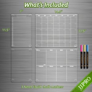 JJPRO Non Magnetic Dry Erase Calendar for Fridge-Reusable Monthly&Weekly Planning Board, List and Blank Board for All Smooth Surfaces. Clear Reusable Board Sticks to Fridge,Wall,Door&Glass - Image 6