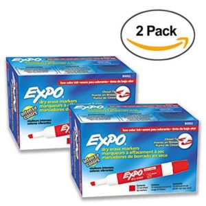 Expo 80002 Low Odor Dry Erase Markers Chisel Tip Red 2 BOXES OF 12 24 MARKERS TOTAL
