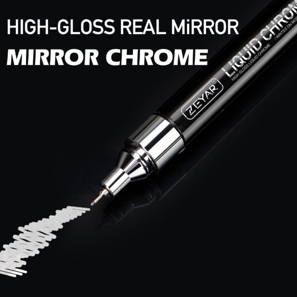 ZEYAR Liquid Chrome Marker Paint Marker, Shiny Silver Pen for smooth surfaces, High-gloss display effects, Needle Extra Fine (3)