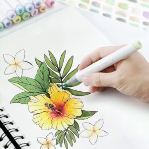 Ohuhu Pastel Markers Alcohol Based -96 Pastel Colors Double Tipped Alcohol Markers for Artist Adult Coloring Illustration w/ 1 Colorless Blender- Brush & Chisel-Gift - Image 3