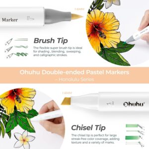 Ohuhu Pastel Markers Alcohol Based -96 Pastel Colors Double Tipped Alcohol Markers for Artist Adult Coloring Illustration w/ 1 Colorless Blender- Brush & Chisel-Gift - Image 9