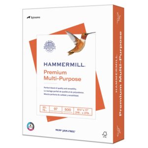 Hammermill Premium Multi-Purpose Paper, White, 20lb, 8.5×11, 1 Ream (500 Sheets), New