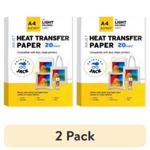 Printers Jack Iron on Heat Transfer Paper for White and Light Fabric, 1 Layer, 20 Sheets 8.3x11.7 inch, Ideal for Back to School Supplies - Image 8