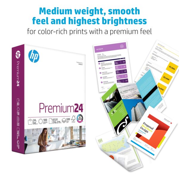 HP Printer Paper, Premium 24 lb., 8.5″ x 11″, White, 2 Reams, 1000 Sheets