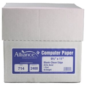Alliance Continuous Computer Paper, 9-1/2"x11", White, Clean Edge, 1 Pt, 20lb, 2400 Sheets per Carton - Image 2