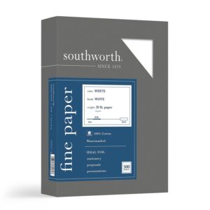 Southworth 13C – 100% Cotton Business Paper, White, 20 lbs., Wove, 8-1/2 x 11, 500/Box