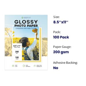 Glossy Photo Paper 8.5×11 Inch, Goefun Inkjet Printer Paper 100 Sheet, 200GSM Thick Photo Paper for Dye Ink