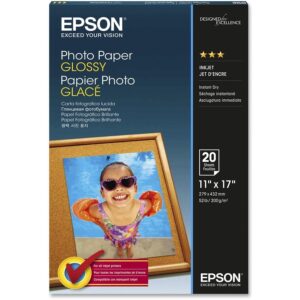 Epson® Glossy Photo Paper, 9.4 Mil, 11 X 17, Glossy White, 20/pack S041156