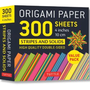 Origami Paper 300 Sheets Stripes and Solids 4 (10 CM): Tuttle Origami Paper: Double-Sided Origami Sheets Printed with 12 Different Designs (Other) - Image 1