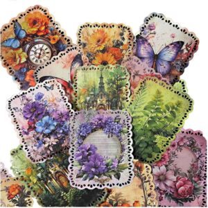 80 Sheets Floral Shape Scrapbook Paper, Vintage Decoupage Paper for Junk Journal Supplies, Aesthetic Deco - Image 1