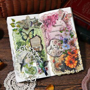80 Sheets Floral Shape Scrapbook Paper, Vintage Decoupage Paper for Junk Journal Supplies, Aesthetic Deco - Image 2
