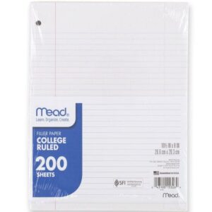 Mead Filler Paper, College Ruled, 10.5" x 8", 3 Pack, 200 Sheets - Image 5