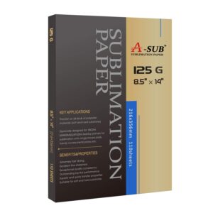 A-SUB Sublimation Paper 8.5x14 Inches 110 Sheets ONLY Compatible with Sublimation Printer and Sublimation Ink 125g - Image 1