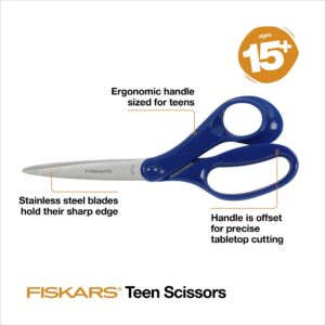 Fiskars Graduate Student Scissors, 8", Pointed, Scissors for School or Office, Blue - Image 2