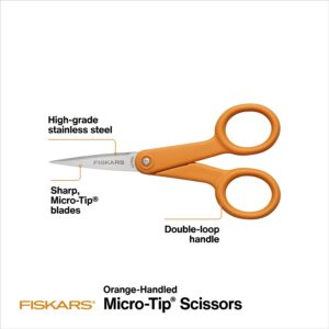 Fiskars Scissors 5″ Micro-Tip Scissors, Orange