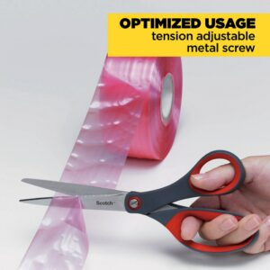 Scotch Precision Stainless Steel Crafting Scissors, 8″, Pointed, Red & Gray