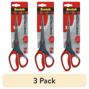 Scotch Precision Stainless Steel Crafting Scissors, 8″, Pointed, Red & Gray