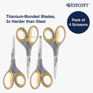 Westcott Titanium Bonded Adjustable Glide Scissors, 8", Grey & Yellow, for Office, 1-Count - Image 11