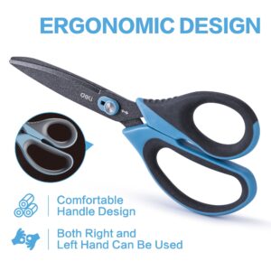 deli All Purpose Scissors with Razor Teflon Coated Blade and Soft Grip Handles, Dual-Mode Functionality, Gray and Blue