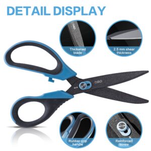 deli All Purpose Scissors with Razor Teflon Coated Blade and Soft Grip Handles, Dual-Mode Functionality, Gray and Blue