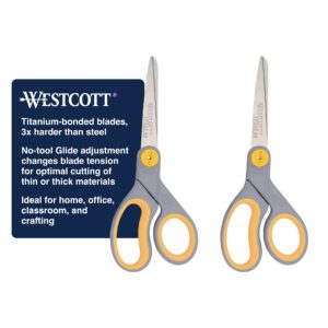 Westcott Titanium Bonded Adjustable Glide Scissors, 8", Grey & Yellow, for Office, 1-Count - Image 29
