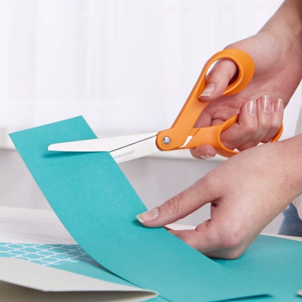 Fiskars 8 Inch Original, Orange Handled Scissors for Adults