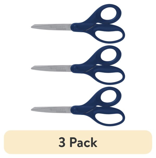 Westcott Titanium Bonded 8″ Blue Straight Scissors, Office, 1-Each, High School Level