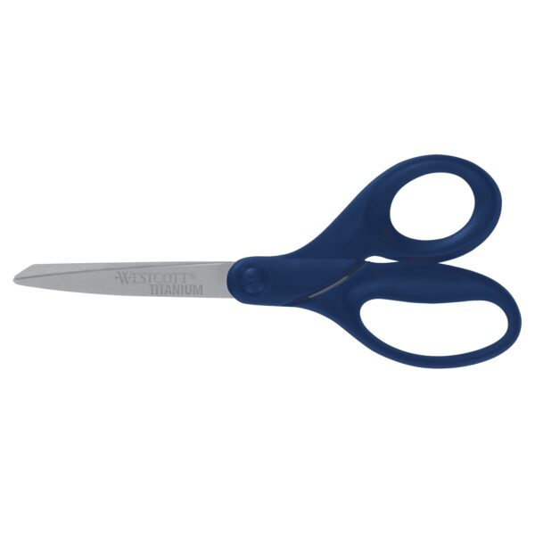 Westcott Titanium Bonded 8″ Blue Straight Scissors, Office, 1-Each, High School Level