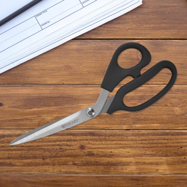 Westcott Multipurpose Scissors, All Purpose Plus, 9″, Bent, Stainless Steel, for Office, Black, 1-Count