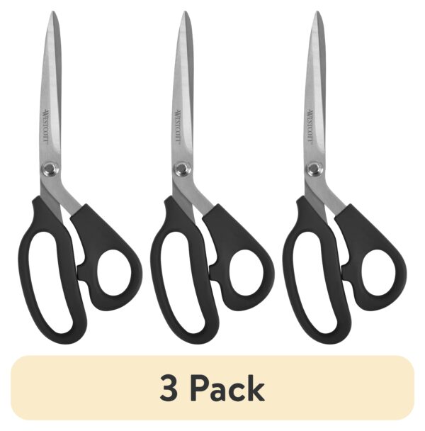 Westcott Multipurpose Scissors, All Purpose Plus, 9″, Bent, Stainless Steel, for Office, Black, 1-Count