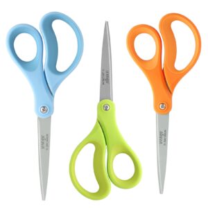 LIVINGO 8" Office Scissors Sharp Blades Titanium Office Home Crafts Cutting Paper, 3 Pack, Assorted - Image 7