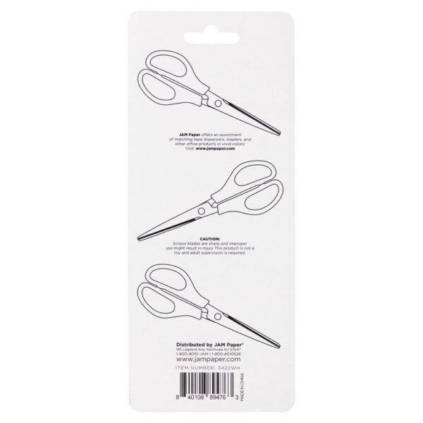 JAM Paper Arts & Crafts Scissors, 6 3/4 in, White, Ergonomic Handle & Stainless Steel Pointed Tip Blades, 1 Pack
