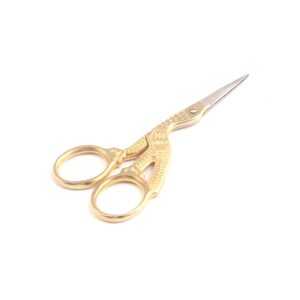OdontoMed2011 Stork Scissors – 3.53 inch, Gold Sewing Scissors Small Sharp for Crafting, Art Work, Threading, Needlework& Stainless Steel Embroidery Scissors