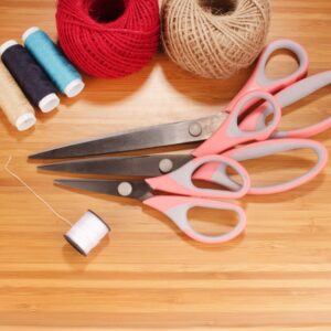 JubileeYarn Titanium Softgrip Scissors Set for Sewing, Arts, Crafts, Office - 1 Set of 3 - Pink - Image 3