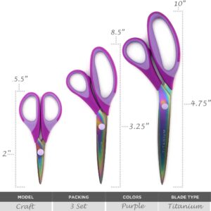 JubileeYarn Titanium Softgrip Scissors Set for Sewing, Arts, Crafts, Office - 1 Set of 3 - Pink - Image 8