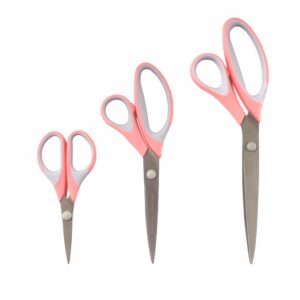 JubileeYarn Titanium Softgrip Scissors Set for Sewing, Arts, Crafts, Office - 1 Set of 3 - Pink - Image 12