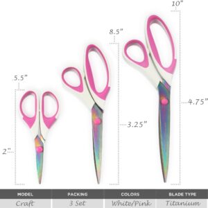 JubileeYarn Titanium Softgrip Scissors Set for Sewing, Arts, Crafts, Office - 1 Set of 3 - Pink - Image 16