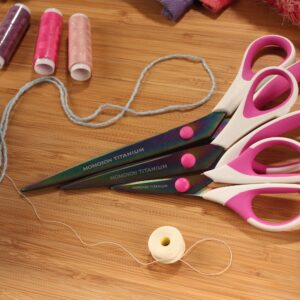 JubileeYarn Titanium Softgrip Scissors Set for Sewing, Arts, Crafts, Office - 1 Set of 3 - Pink - Image 18