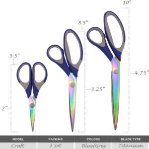 JubileeYarn Titanium Softgrip Scissors Set for Sewing, Arts, Crafts, Office - 1 Set of 3 - Pink - Image 24