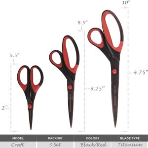 JubileeYarn Titanium Softgrip Scissors Set for Sewing, Arts, Crafts, Office - 1 Set of 3 - Pink - Image 35