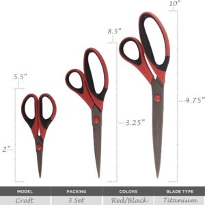 JubileeYarn Titanium Softgrip Scissors Set for Sewing, Arts, Crafts, Office - 1 Set of 3 - Pink - Image 43
