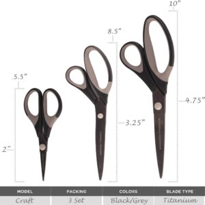JubileeYarn Titanium Softgrip Scissors Set for Sewing, Arts, Crafts, Office - 1 Set of 3 - Pink - Image 46