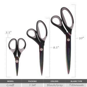 JubileeYarn Titanium Softgrip Scissors Set for Sewing, Arts, Crafts, Office - 1 Set of 3 - Pink - Image 54