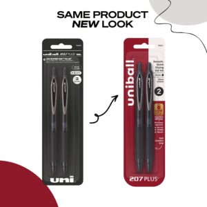 uniball™ 207 Plus+ Retractable Gel Pens, Micro Point (0.5mm), Black, 2 Pack - Image 4