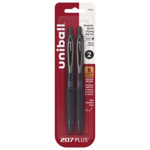 uniball™ 207 Plus+ Retractable Gel Pens, Micro Point (0.5mm), Black, 2 Pack - Image 12