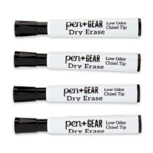 Pen+Gear Dry Erase Markers, Chisel Tip, Black Ink, 4 Count - Image 3