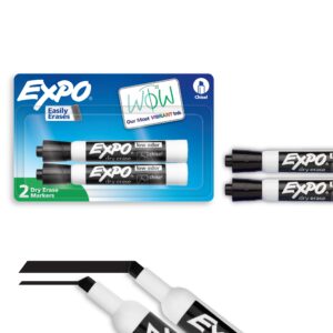EXPO Dry Erase Markers, Chisel Tip, Black, 2 Count - Image 5